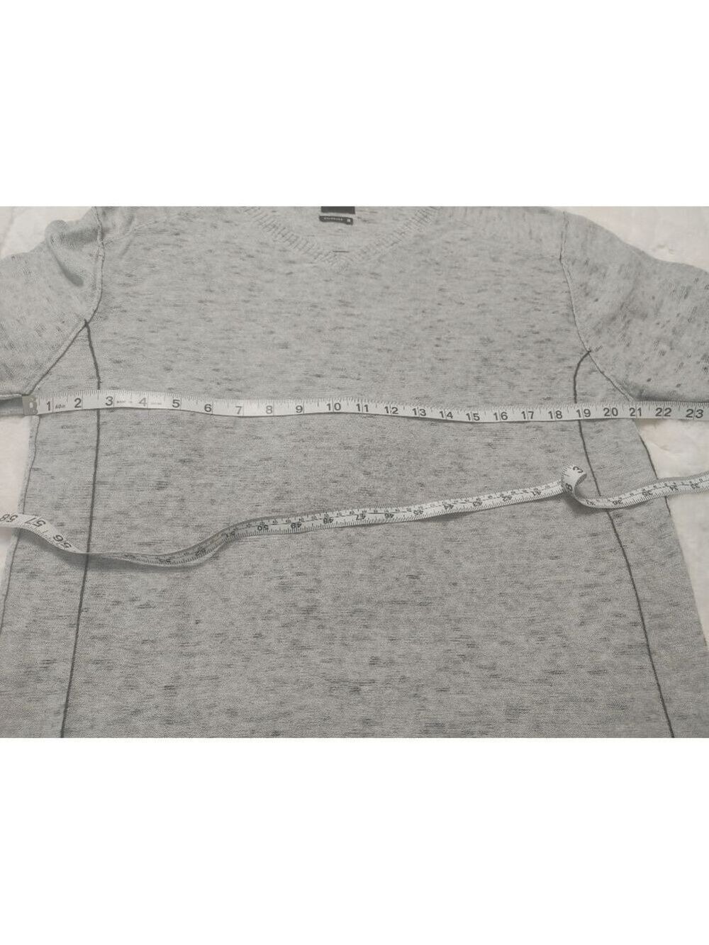 Men's J.B. Heath Standard M Grey Black Speckled V-Neck Sweater - Picture 6 of 7